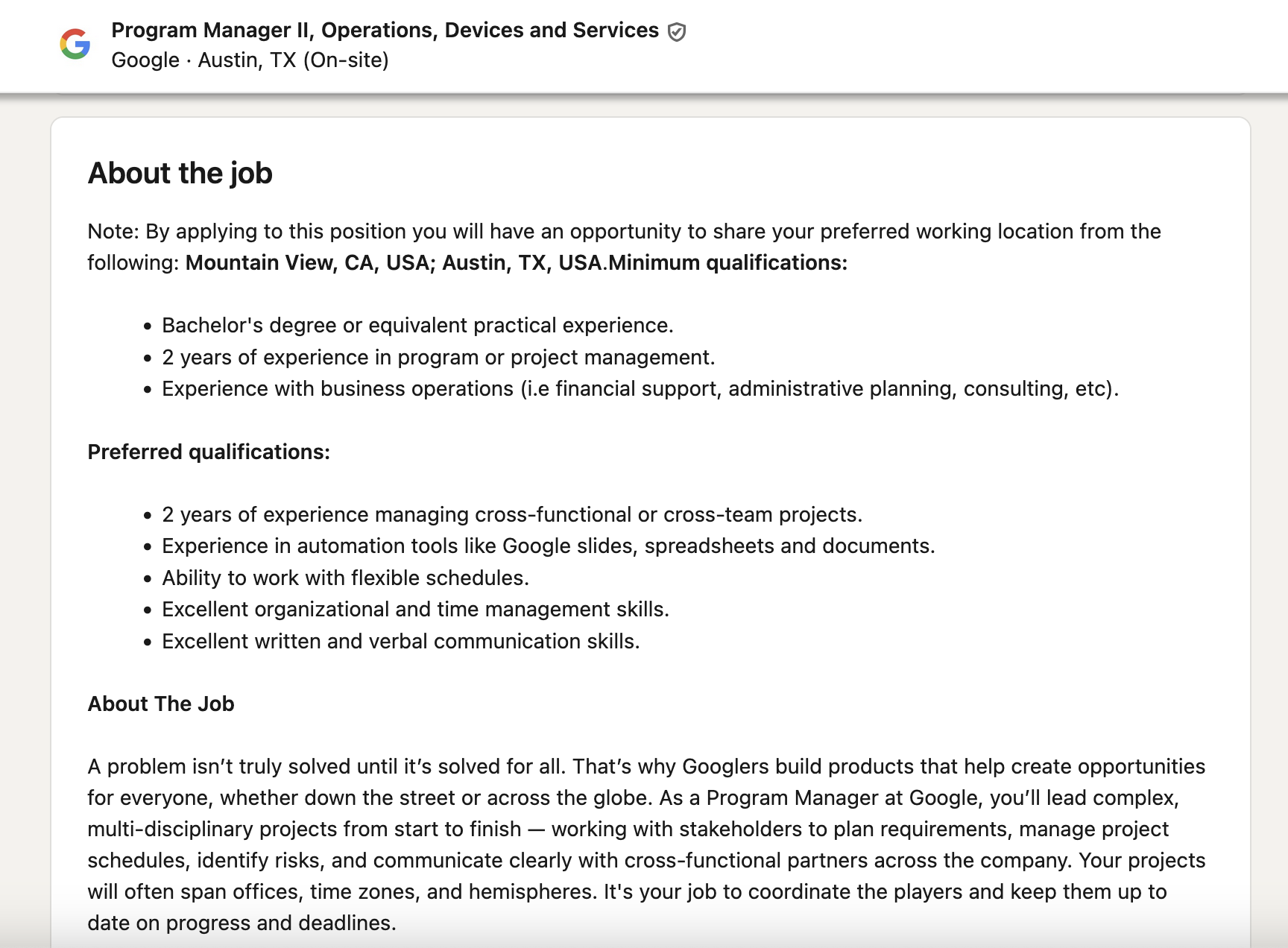 Job Description